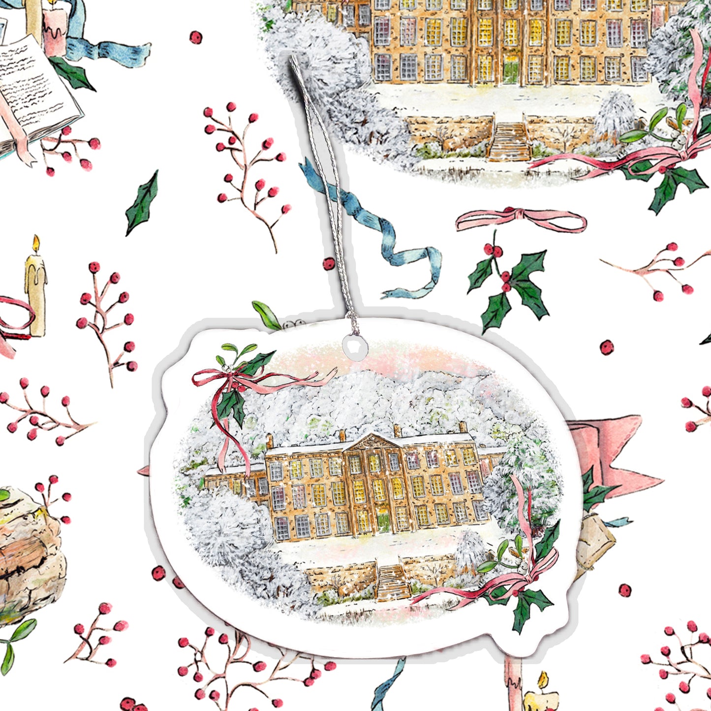 Pride and Prejudice Pemberley Christmas Wrapping Paper | Large 50x70cm Sheet and Gift Tag