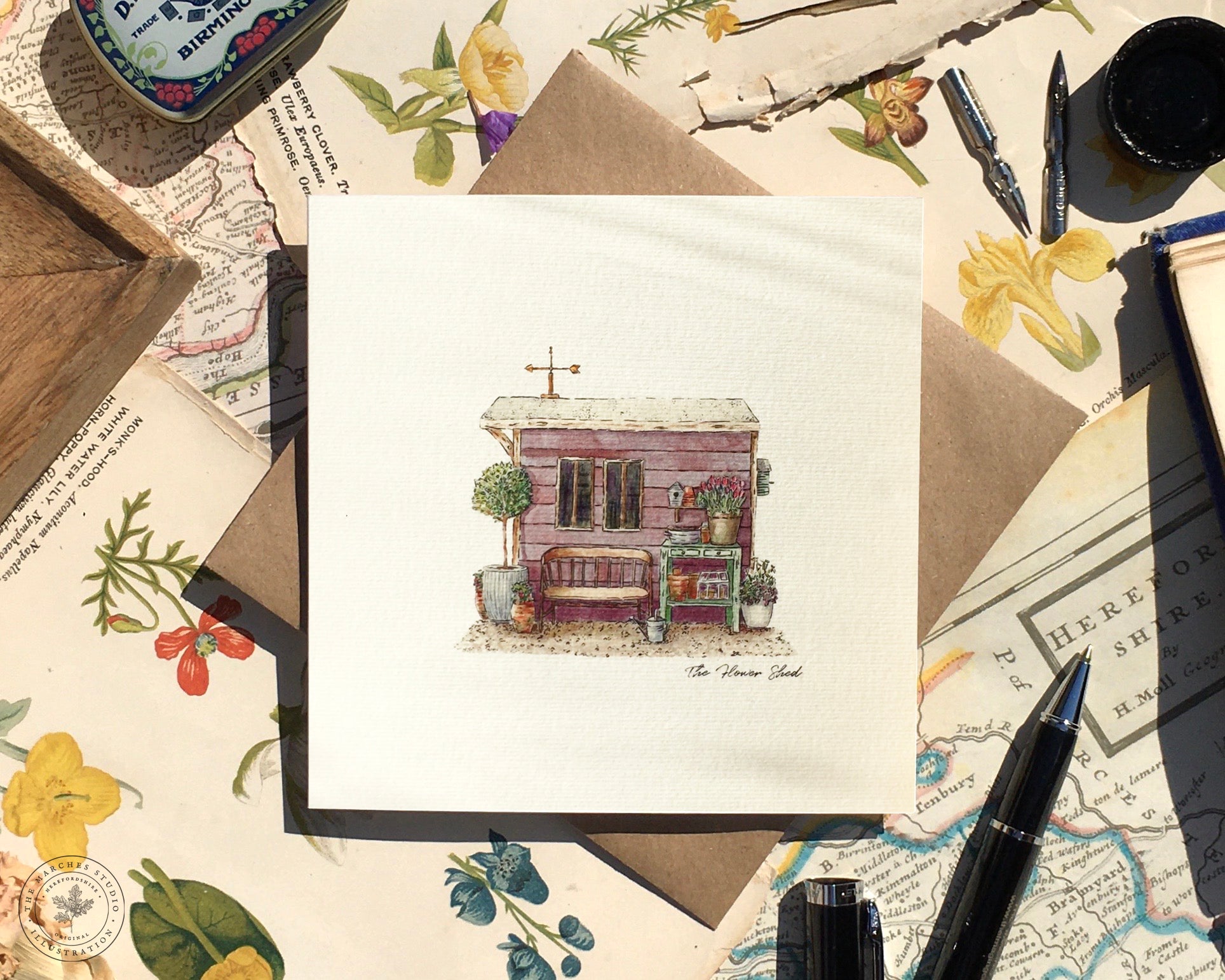 A Pretty Pink Cottage Garden Flower Shed makes this extra-special Card perfect for a Green-Fingered Mum or Grandma —be it a Birthday, a Get Well Soon, a Thank you, or even a little Note to a Friend!