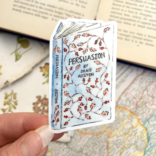 Made from our Original Hand-Painted Watercolour Illustration, this Vinyl Decal Sticker of Jane Austen's Persuasion is perfect for declaring your love for Jane (or Captain Wentworth!) and also makes a great little add-on Gift or Stocking Filler for an Austen Lover too!  